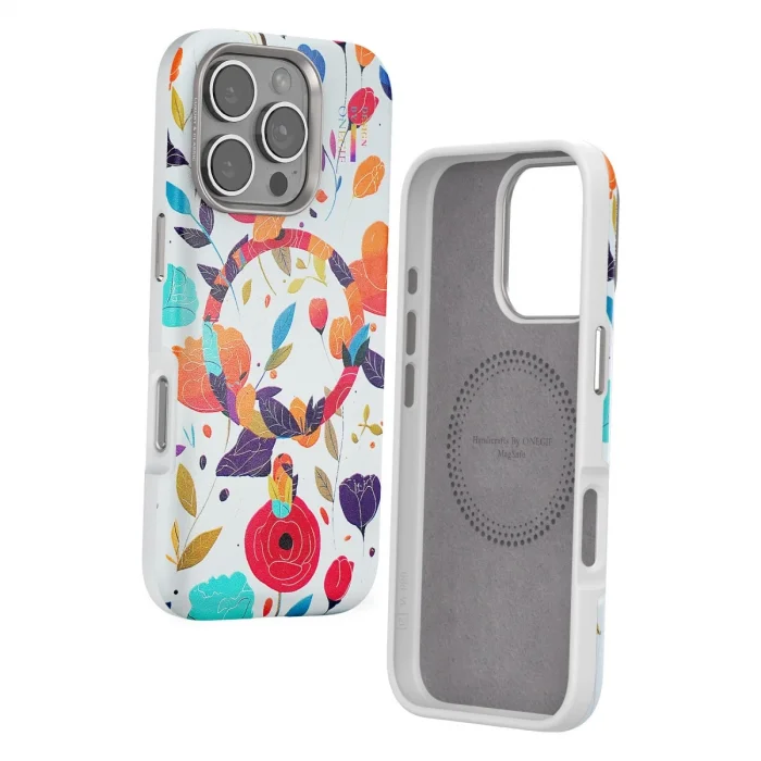 BUĞZ Onegif İphone 16 Pro Flower Series Magsafe Kapak - Beyaz