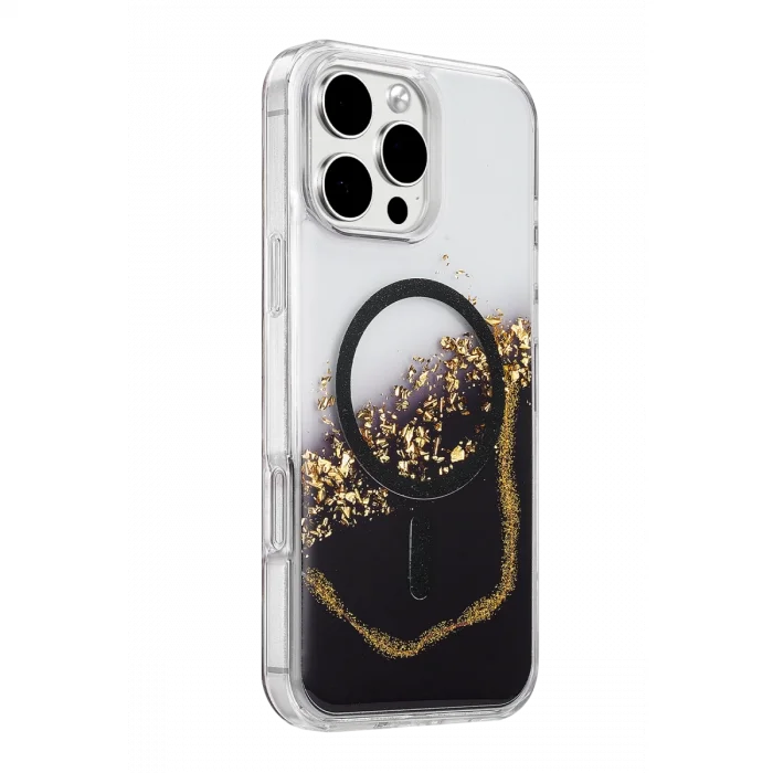 BUĞZ Onegif  İphone 16 Pro Max Lotus Simli Magsafe Kapak - Siyah