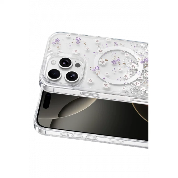 BUĞZ Onegif  İphone 16 Pro Max Misk Simli Magsafe Kapak - Desen 2