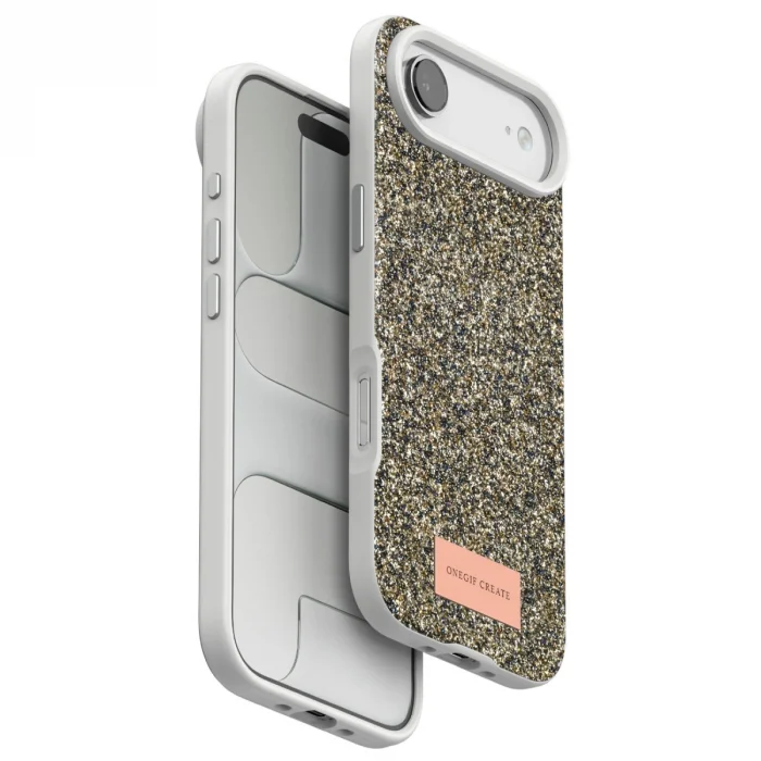 BUĞZ Onegif  İphone 17 Air Bright Simli Kapak - Çöl Titanyum
