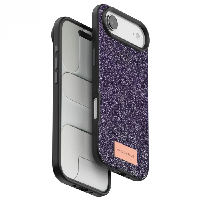 BUĞZ Onegif  İphone 17 Air Bright Simli Kapak - Derin Mor