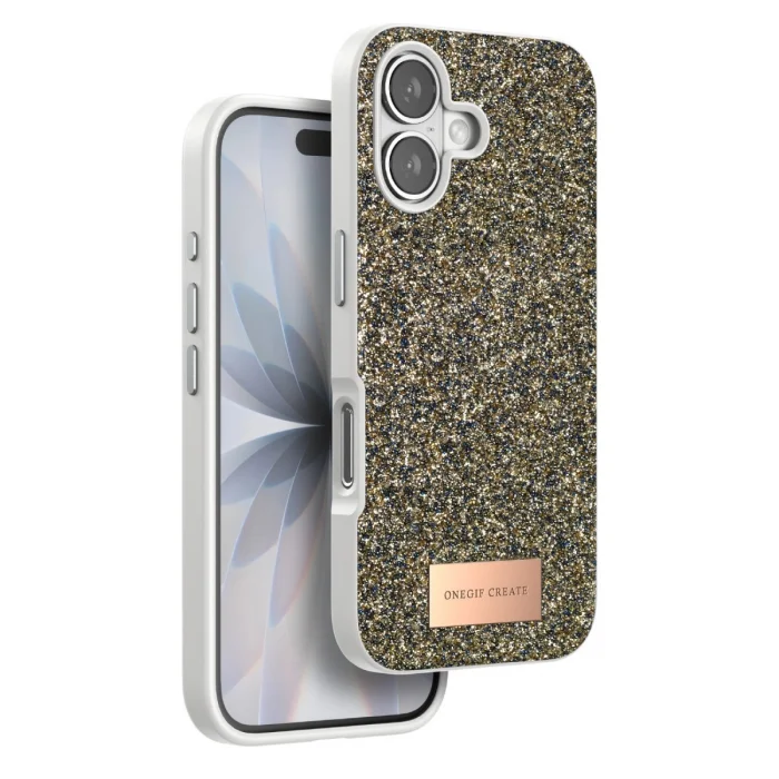 BUĞZ Onegif  İphone 17 Bright Simli Kapak - Çöl Titanyum