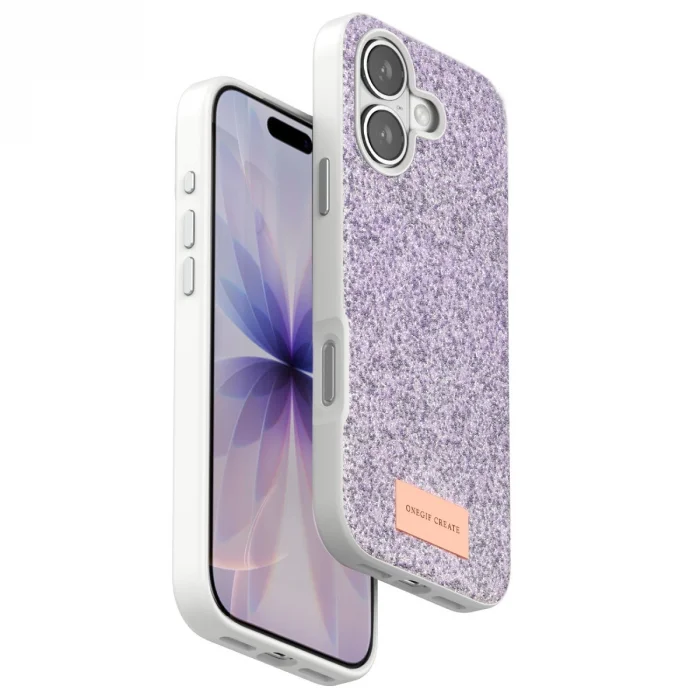 BUĞZ Onegif  İphone 17 Bright Simli Kapak - Lila