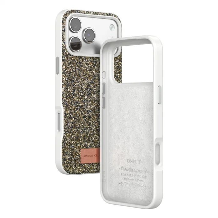 BUĞZ Onegif  İphone 17 Pro Bright Simli Kapak - Çöl Titanyum