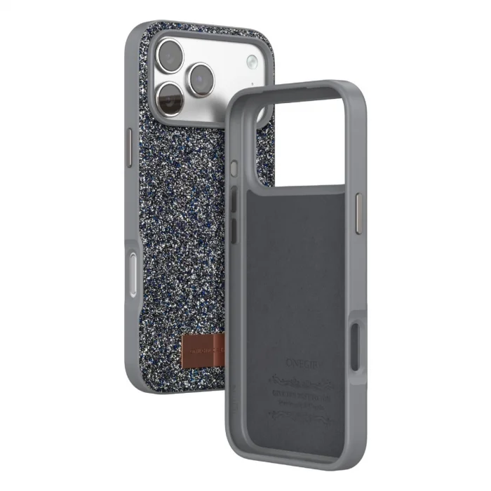 BUĞZ Onegif  İphone 17 Pro Bright Simli Kapak - Gümüş