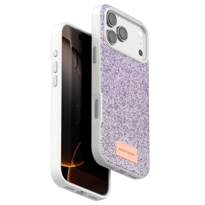BUĞZ Onegif  İphone 17 Pro Bright Simli Kapak - Lila