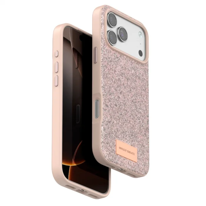 BUĞZ Onegif  İphone 17 Pro Bright Simli Kapak - Pembe