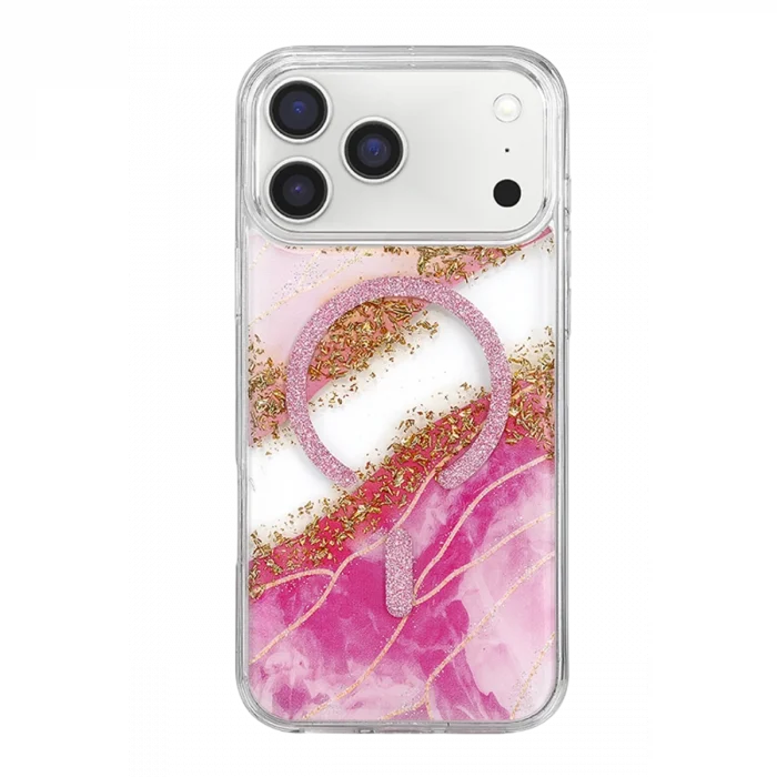 BUĞZ Onegif  İphone 17 Pro Lotus Simli Magsafe Kapak - Pembe