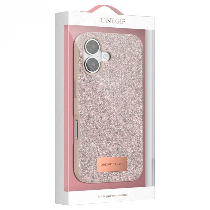 BUĞZ Onegif  İphone 17 Pro Max Bright Simli Kapak - Gold