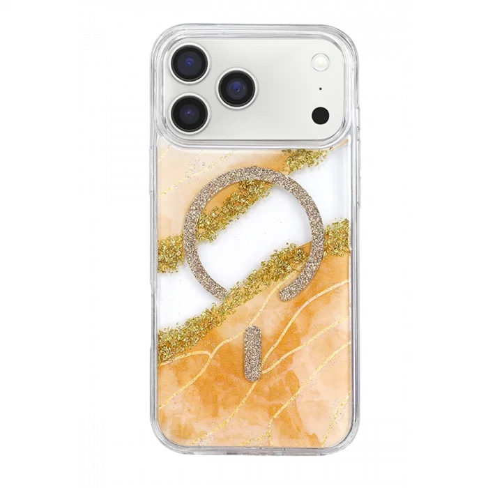 BUĞZ Onegif  İphone 17 Pro Max Lotus Simli Magsafe Kapak - Turuncu