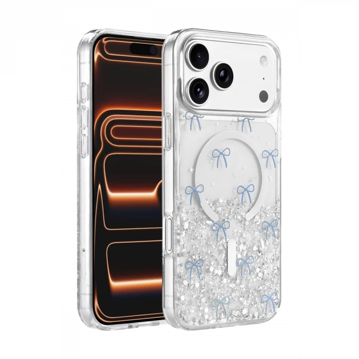 BUĞZ Onegif  İphone 17 Pro Max Misk Simli Magsafe Kapak - Desen 3