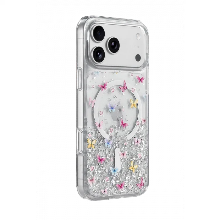 BUĞZ Onegif  İphone 17 Pro Max Misk Simli Magsafe Kapak - Desen 4
