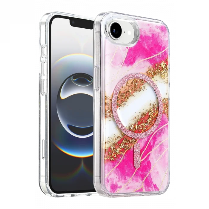 BUĞZ Onegif  İphone 17e Lotus Simli Magsafe Kapak - Pembe