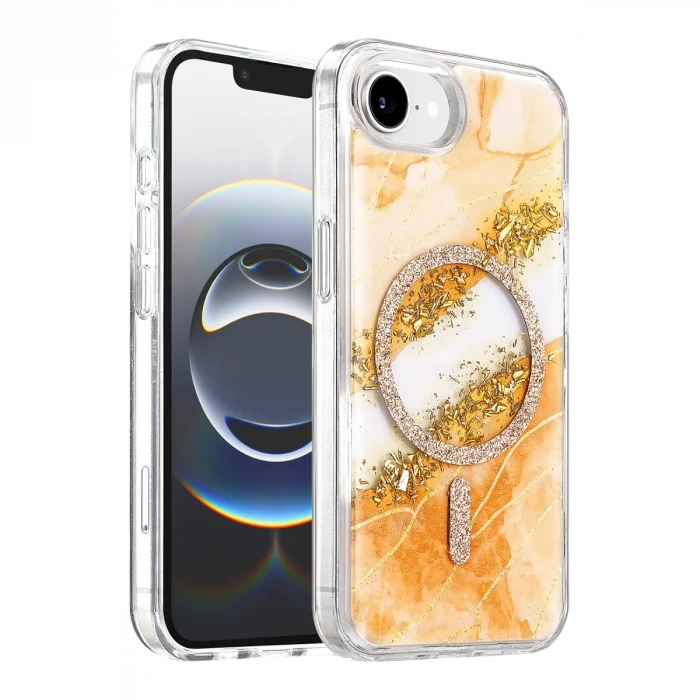 BUĞZ Onegif  İphone 17e Lotus Simli Magsafe Kapak - Turuncu