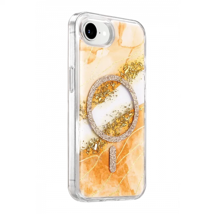 BUĞZ Onegif  İphone 17e Lotus Simli Magsafe Kapak - Turuncu