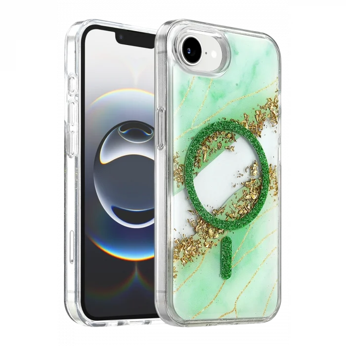 BUĞZ Onegif  İphone 17e Lotus Simli Magsafe Kapak - Yeşil
