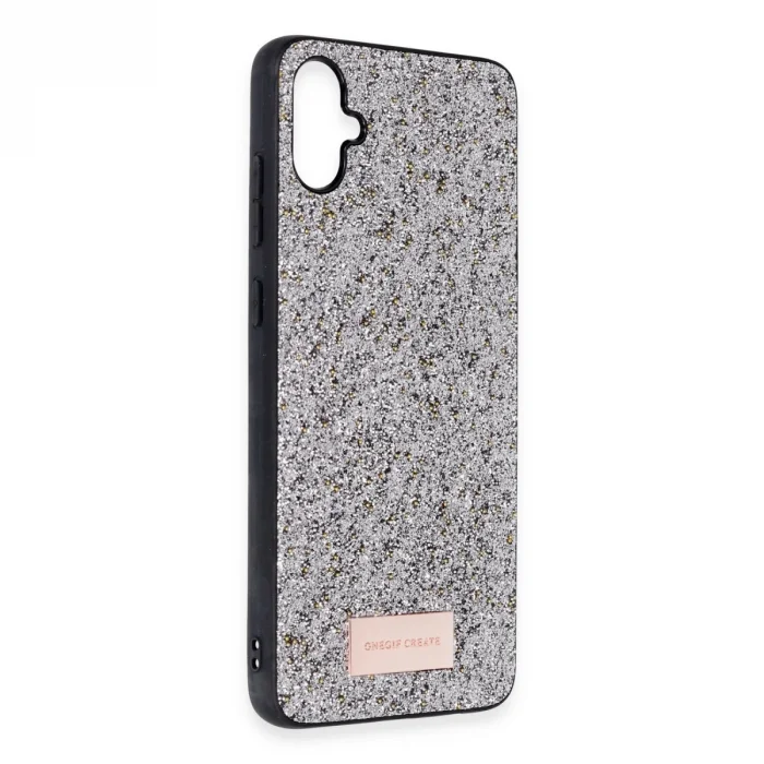 BUĞZ Onegif Samsung Galaxy A05 Bright Simli Kapak - Gümüş