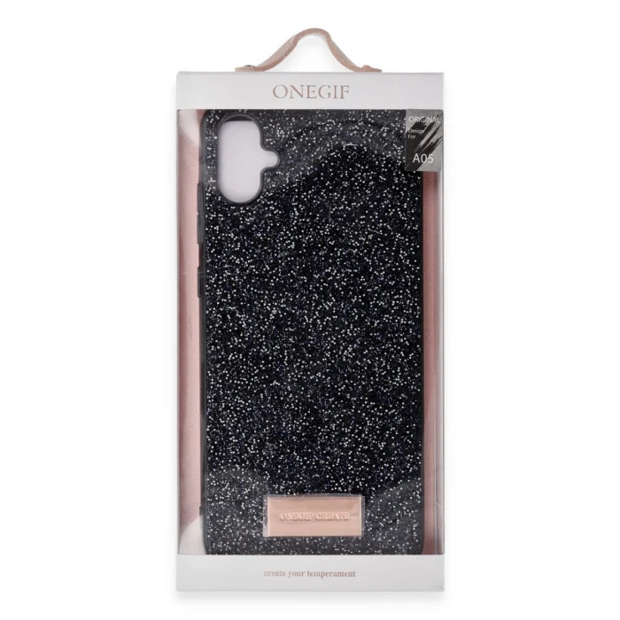 BUĞZ Onegif Samsung Galaxy A05 Bright Simli Kapak - Siyah