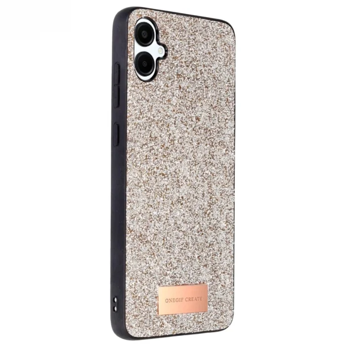 BUĞZ Onegif Samsung Galaxy A06 Bright Simli Kapak - Gold