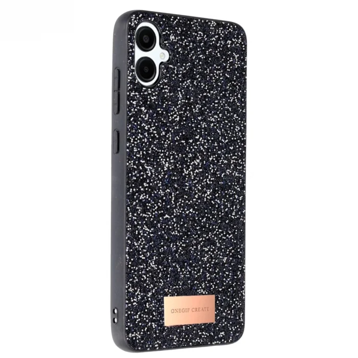 BUĞZ Onegif Samsung Galaxy A06 Bright Simli Kapak - Siyah