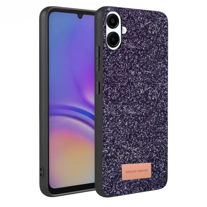 BUĞZ Onegif Samsung Galaxy A07 4g Bright Simli Kapak - Derin Mor
