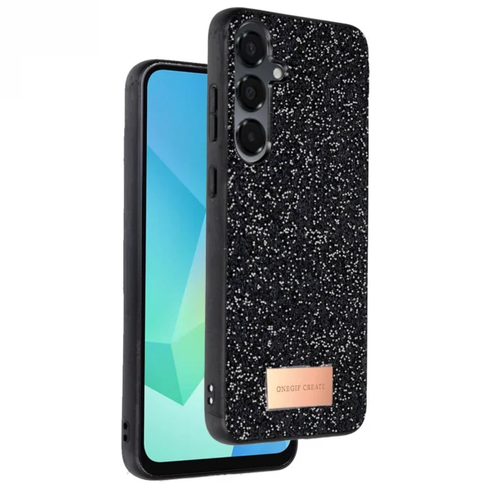 BUĞZ Onegif Samsung Galaxy A26 Bright Simli Kapak - Siyah