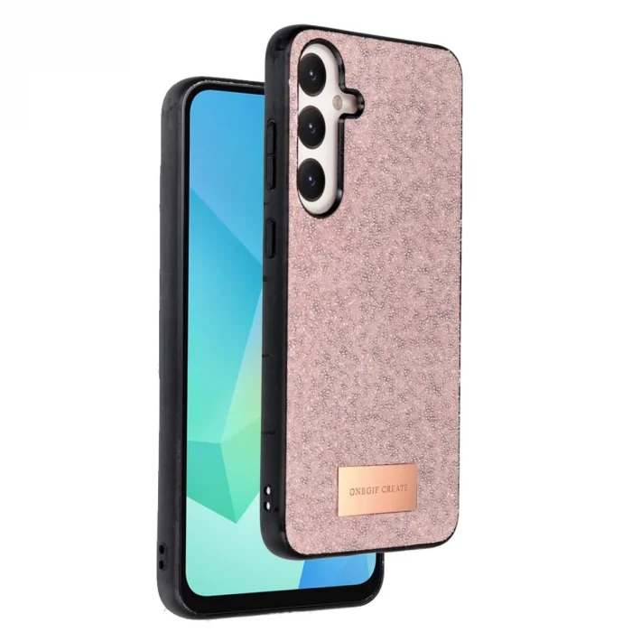 BUĞZ Onegif Samsung Galaxy A56 Bright Simli Kapak - Pembe