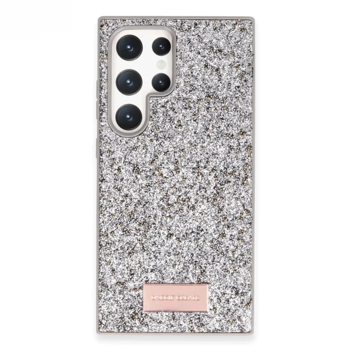 BUĞZ Onegif Samsung Galaxy S23 Ultra Bright Simli Kapak - Gümüş