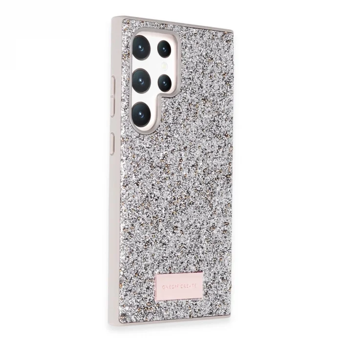 BUĞZ Onegif Samsung Galaxy S23 Ultra Bright Simli Kapak - Gümüş