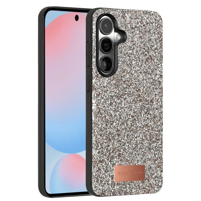 BUĞZ Onegif Samsung Galaxy S24 Plus Bright Simli Kapak - Gümüş