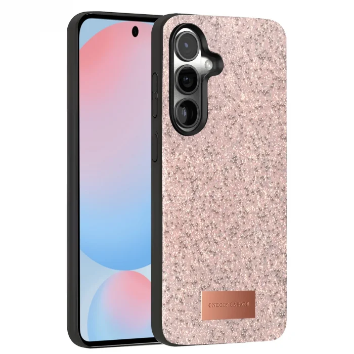 BUĞZ Onegif Samsung Galaxy S24 Plus Bright Simli Kapak - Pembe