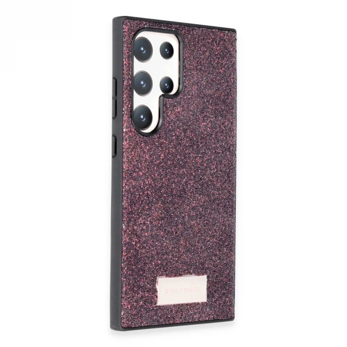 BUĞZ Onegif Samsung Galaxy S24 Ultra Bright Simli Kapak - Derin Mor