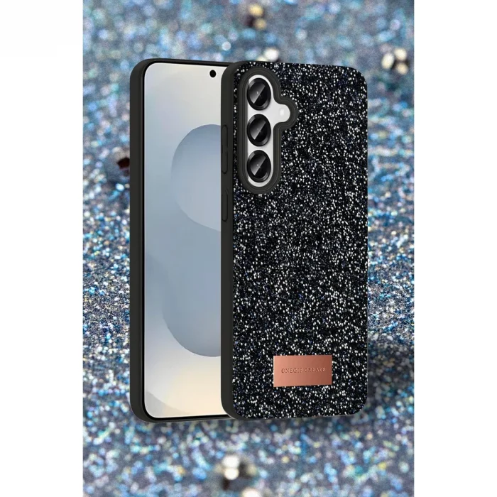 BUĞZ Onegif Samsung Galaxy S25 Bright Simli Kapak - Derin Mor