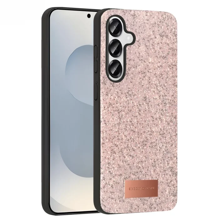 BUĞZ Onegif Samsung Galaxy S25 Plus Bright Simli Kapak - Pembe