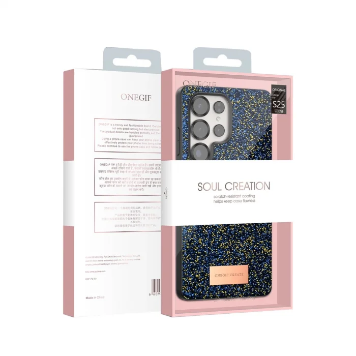 BUĞZ Onegif Samsung Galaxy S25 Ultra Bright Simli Kapak - Gold