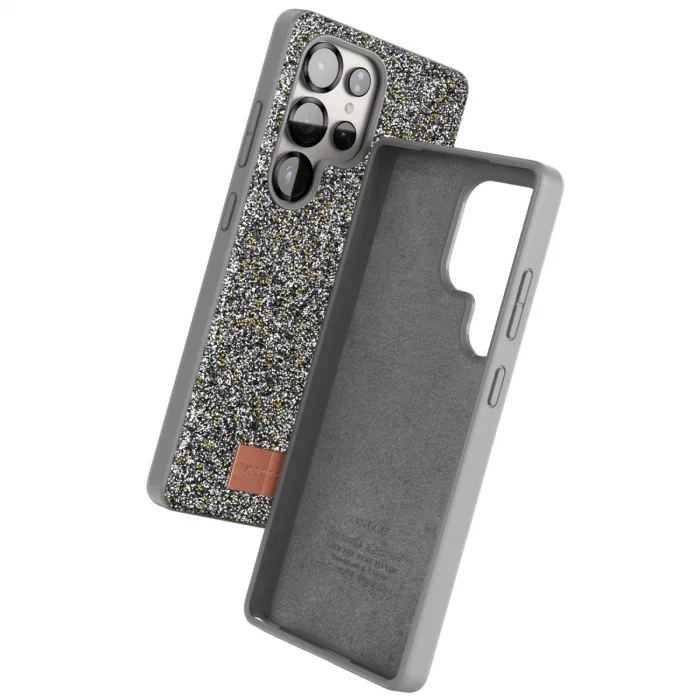 BUĞZ Onegif Samsung Galaxy S25 Ultra Bright Simli Kapak - Gümüş