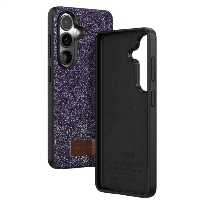 BUĞZ Onegif Samsung Galaxy S26 Bright Simli Kapak - Derin Mor