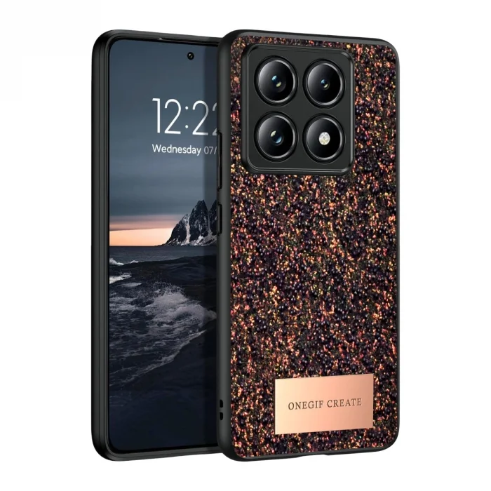 BUĞZ Onegif Xiaomi Mi 14t Pro Bright Simli Kapak - Derin Mor