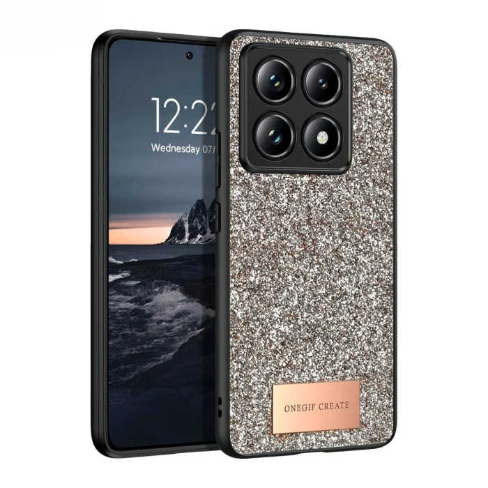 BUĞZ Onegif Xiaomi Mi 14t Pro Bright Simli Kapak - Gold