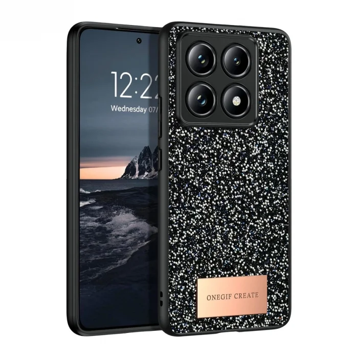 BUĞZ Onegif Xiaomi Mi 14t Pro Bright Simli Kapak - Siyah