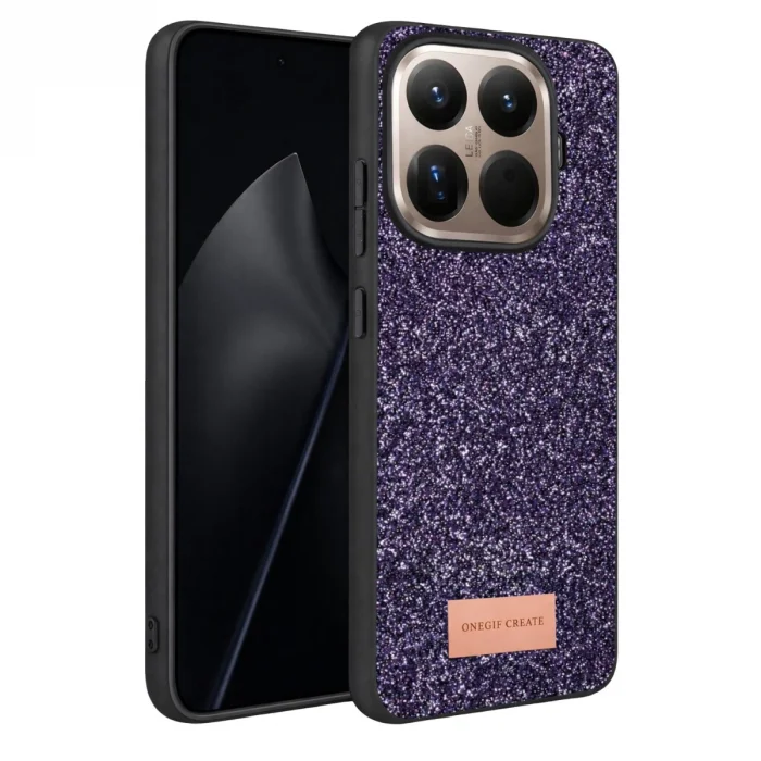 BUĞZ Onegif Xiaomi Mi 15t Pro Bright Simli Kapak - Derin Mor