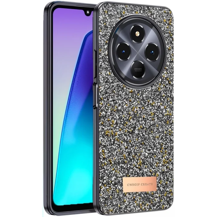 BUĞZ Onegif Xiaomi Redmi 14c Bright Simli Kapak - Gümüş