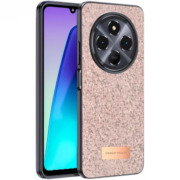 BUĞZ Onegif Xiaomi Redmi 14c Bright Simli Kapak - Pembe