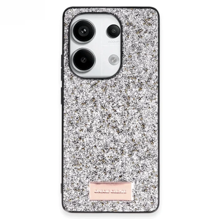 BUĞZ Onegif Xiaomi Redmi Note 13 Pro 4g Bright Simli Kapak - Gümüş