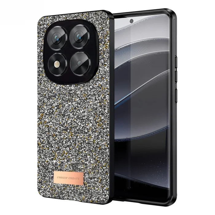 BUĞZ Onegif Xiaomi Redmi Note 14 Pro 5g Bright Simli Kapak - Gümüş