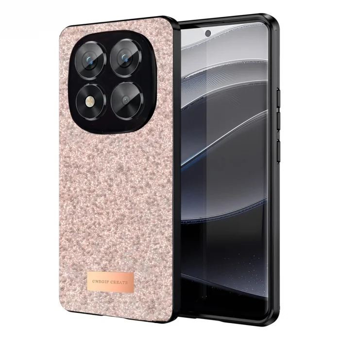 BUĞZ Onegif Xiaomi Redmi Note 14 Pro 5g Bright Simli Kapak - Pembe