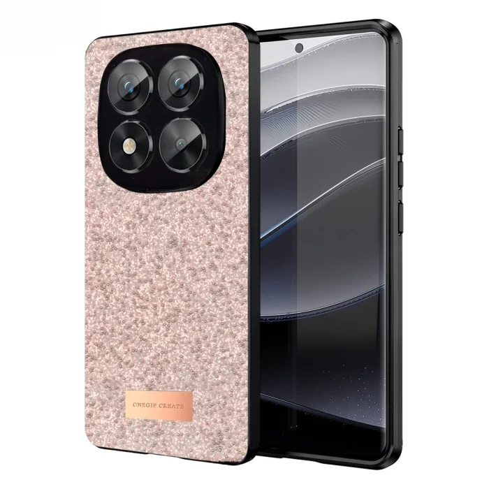 BUĞZ Onegif Xiaomi Redmi Note 14 Pro 5g Bright Simli Kapak - Pembe