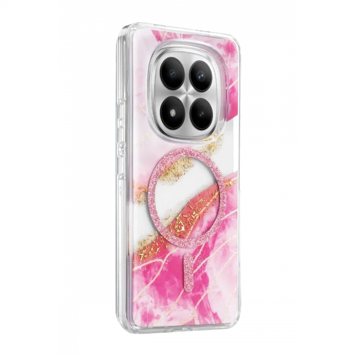 BUĞZ Onegif Xiaomi Redmi Note 15 Pro Plus 5g Lotus Simli Magsafe Kapak - Pembe