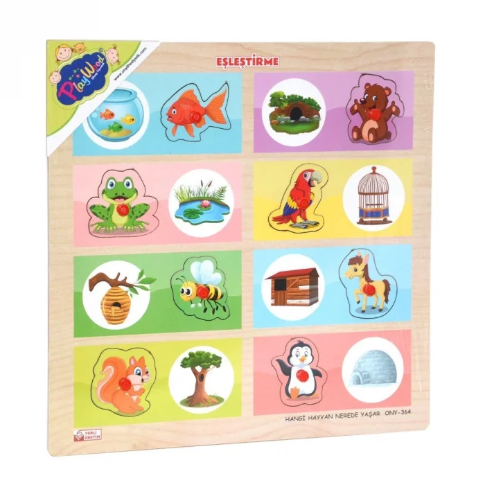  ONY-363-364 Ahşap Tutmalı Eşleştirme Hangi Hayvan Nerede Yaşar -Onyıl