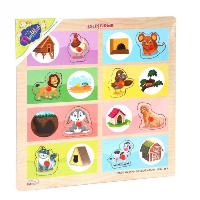  ONY-363-364 Ahşap Tutmalı Eşleştirme Hangi Hayvan Nerede Yaşar -Onyıl